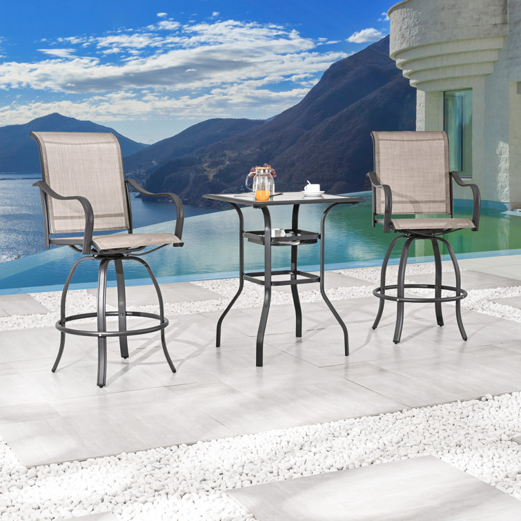 Outdoor bar height bistro online set with swivel chairs